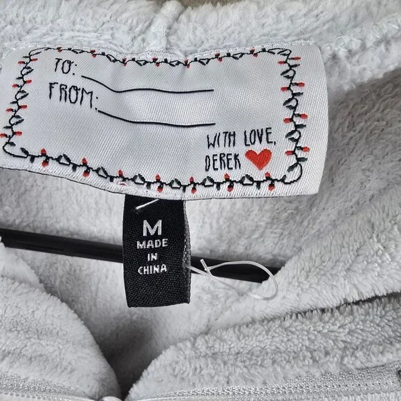 Derek Womens Snowman Fleece Hoodie Grey & Red Size M Full Zip Fun Unique - Picture 4 of 7